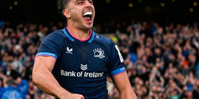 El hat-trick de James Lowe coloca a Leinster en la tercera final consecutiva de la Copa de Campeones mientras Northampton, plagado de errores, se retira